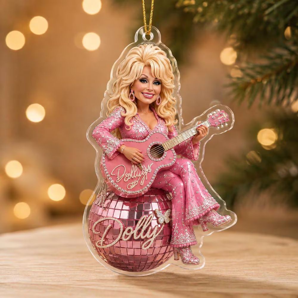 Dolly Parton Acrylic Ornament, Pink Disco Ball Country Music Ornament, Dolly Fan Christmas Gift