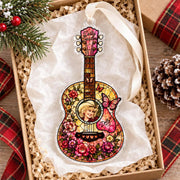 Dolly Parton Guitar Acrylic Ornament, Dolly Pink Guitar Ornament, Butterfly Western Tree Decor