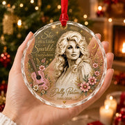 Dolly Parton Christmas Ornament, Country Music Legend Memorial Glass Ornament, She Left a Little Sparkle