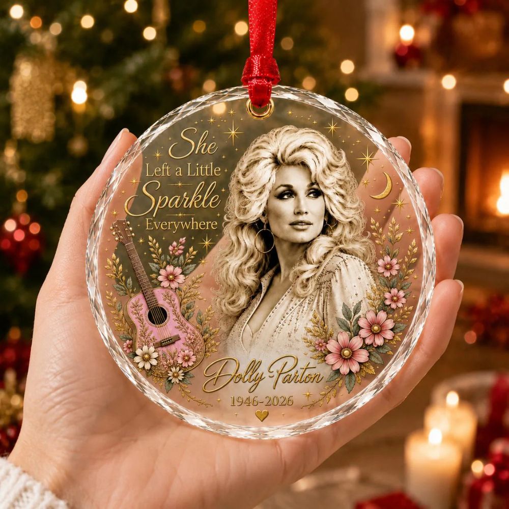 Dolly Parton Christmas Ornament, Country Music Legend Memorial Glass Ornament, She Left a Little Sparkle