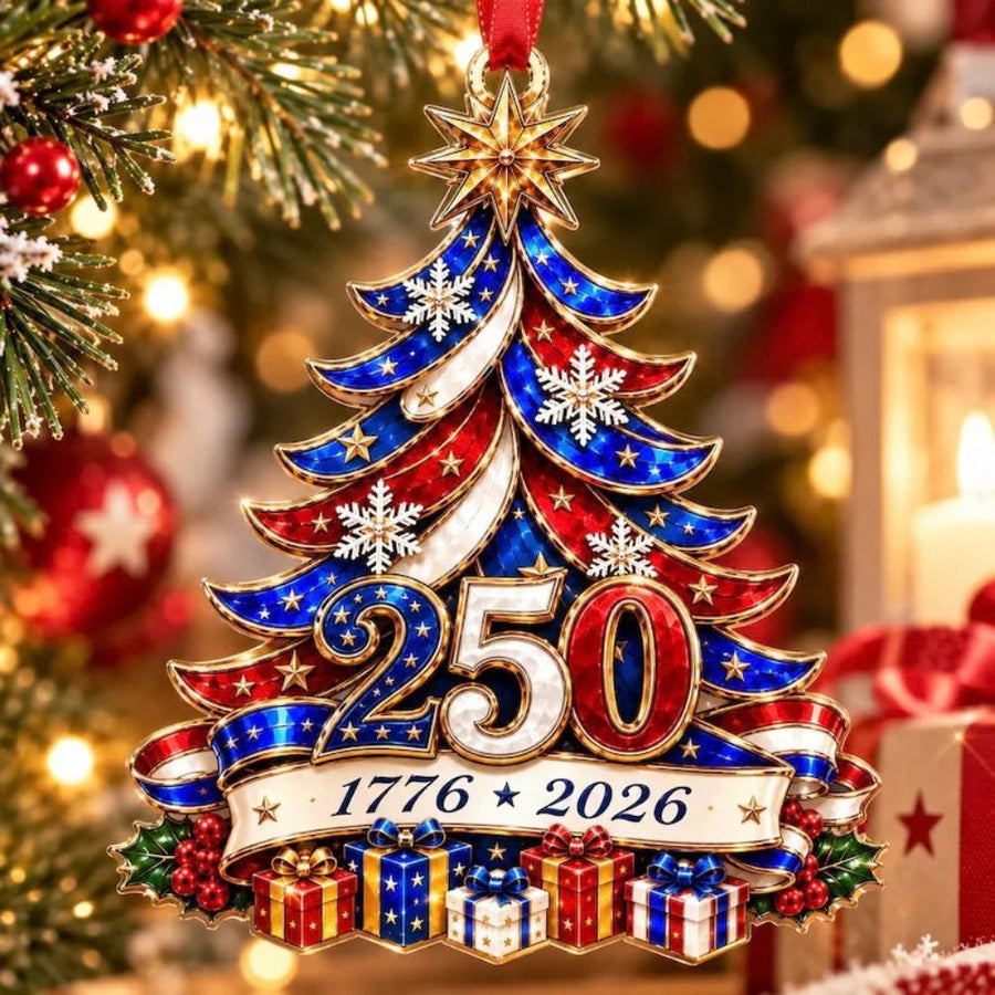 250th America Anniversary Ornament 2026, 1776-2026 Christmas Ornament, Patriotic American Gift