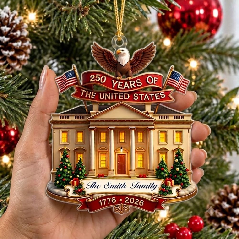 Personalized USA 250th Anniversary Acrylic Ornament, Custom Name Christmas Keepsake Gift