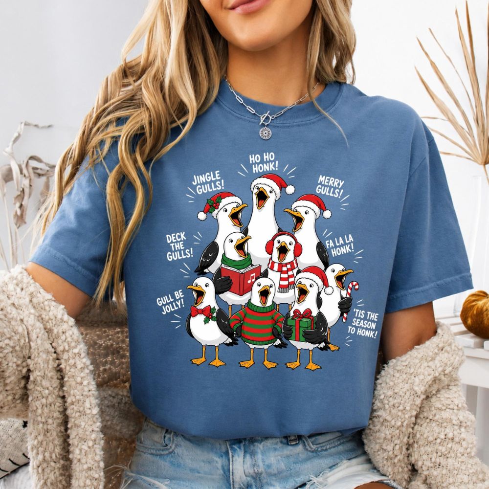 Funny Christmas Comfort Shirt, Christmas Seagull Shirt, Holiday Season T-shirt, Christmas Gift
