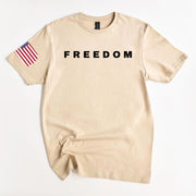 Charlie Kirk Freedom Shirt, American Flag, Charlie Kirk Memorial Right Sleeve Imprint Shirt