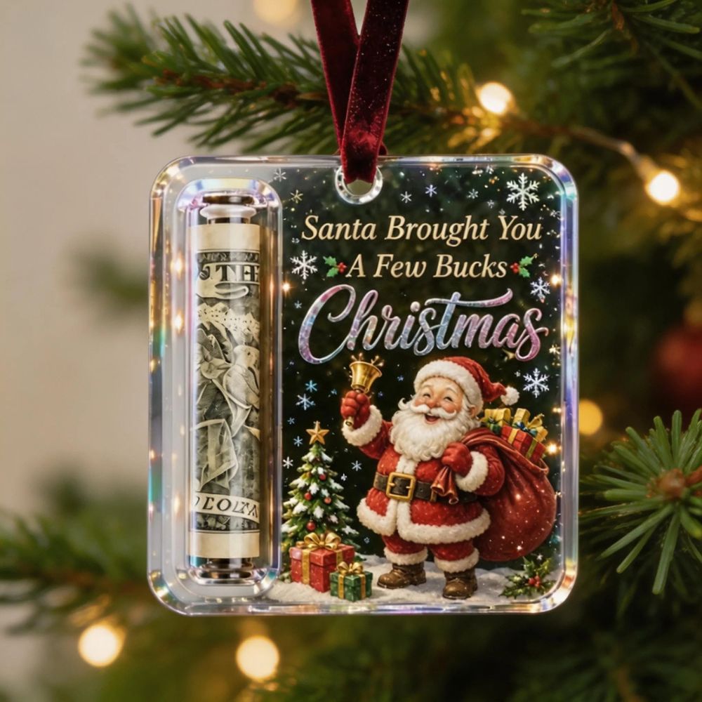 Funny Christmas Cash Gift Ornament, Acrylic Money Holder, Christmas Ornament For Family