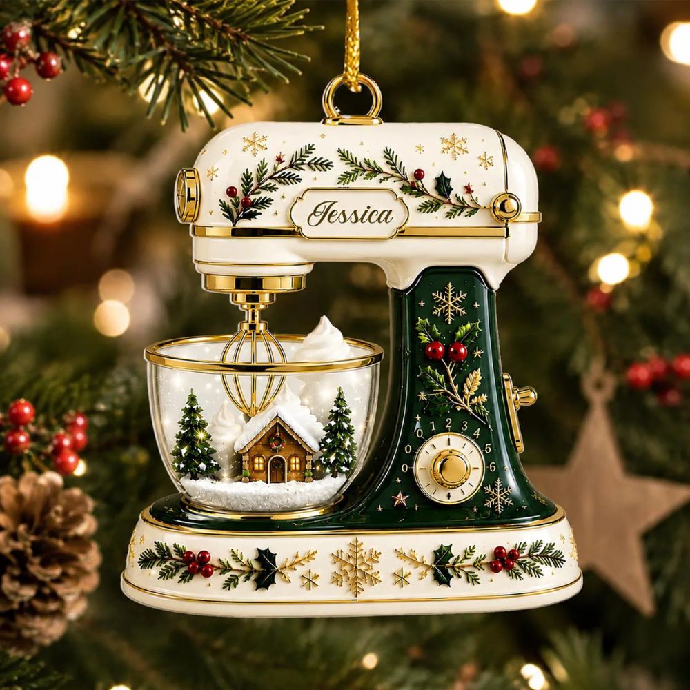 Custom Christmas Baking Mixer Ornament, Personalized Acrylic Ornament, Baking Gift For Bakers