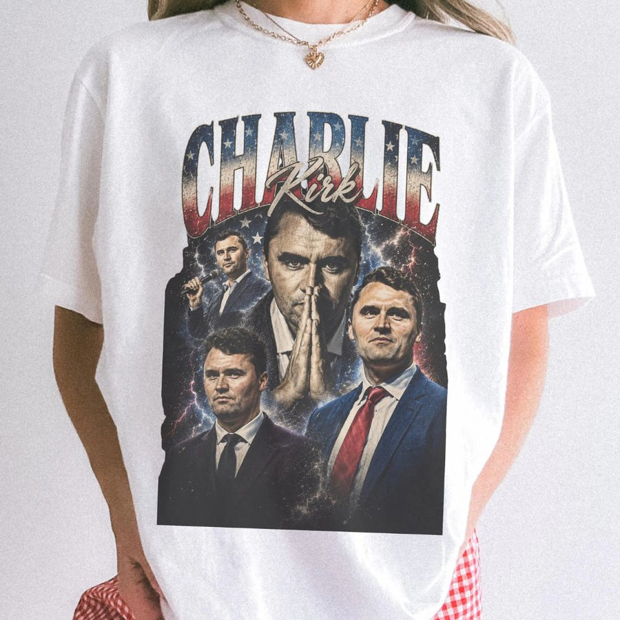 Charlie Kirk Vintage Graphic T-Shirt, Charlie Kirk Memorial Shaka Shirt, Pray for Charlie Kirk