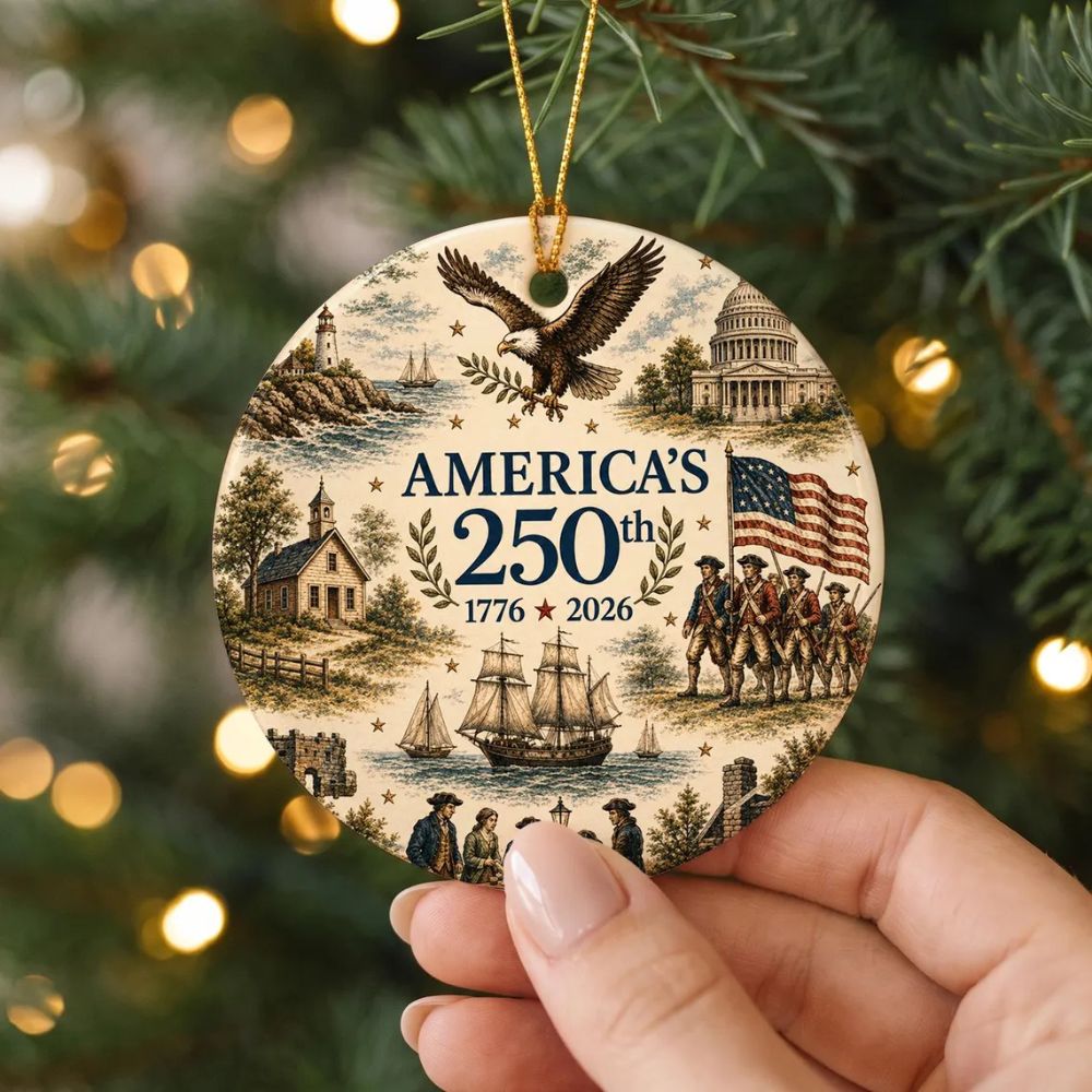 USA 250th Anniversary Ornament, 1776-2026 Patriotic Christmas Ornament, Semiquincentennial Gift