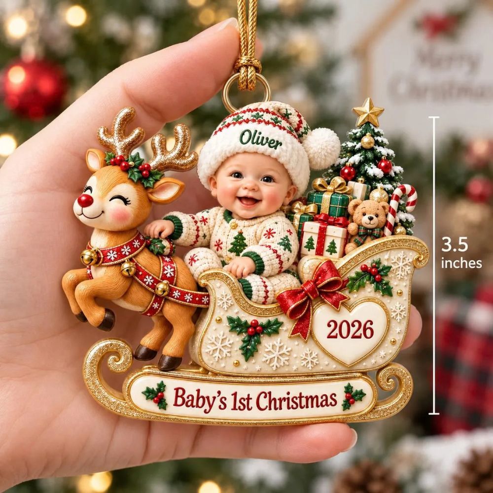 Personalized Baby’s First Christmas Ornament 2026, Custom Name Acrylic Keepsake, Newborn Baby Girl Boy Gift