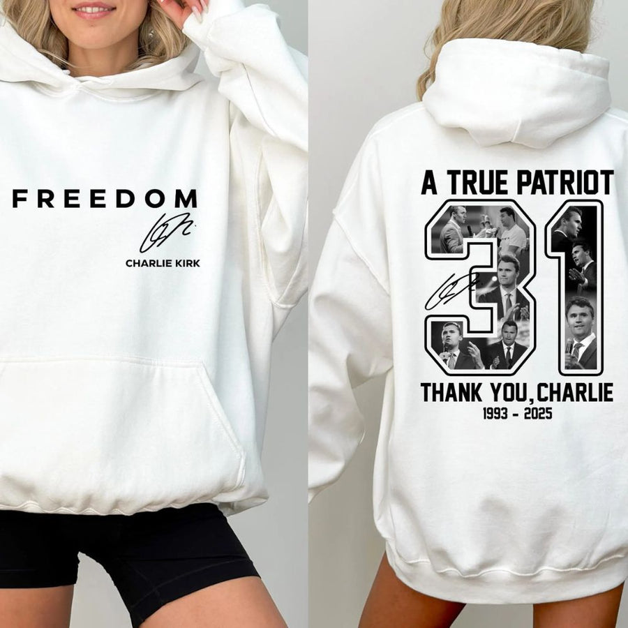A True Patriot Front & Back Shirt, Charlie Kirk Memorial Shirt, Charlie Kirk Remembrance
