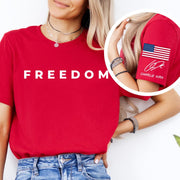 Charlie Kirk Freedom Right Sleeve Print T Shirt, American Flag, Charlie Kirk Memorial Shirt