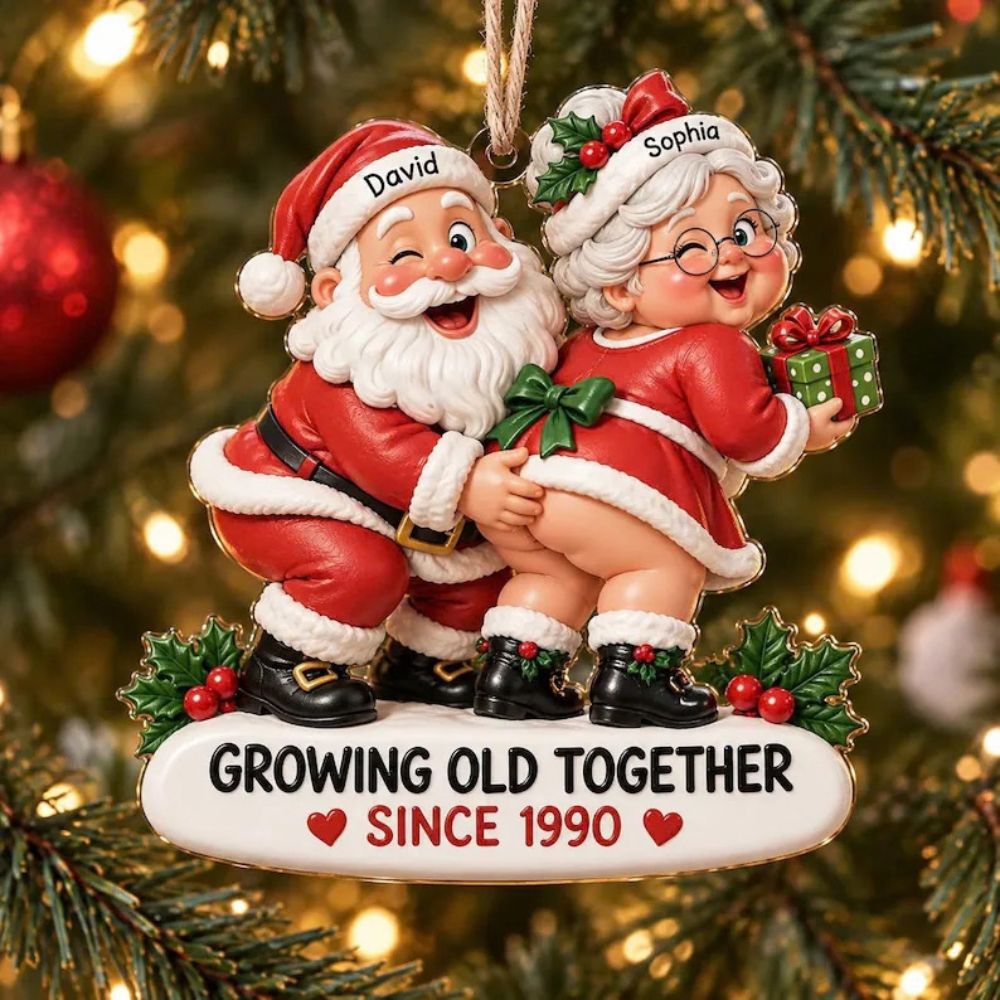 Personalized Couple Acrylic Ornament, Growing Old Together Christmas Keepsake, Anniversary Gift