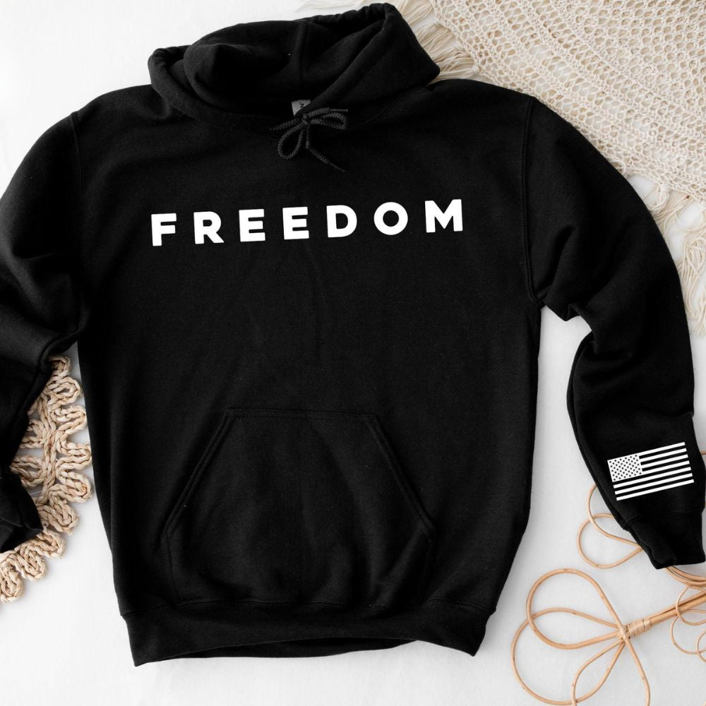 Freedom Right Sleeve Imprint Sweatshirt, American Flag, Patriotic Apparel