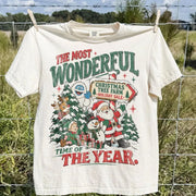 Christmas Tree Comfort Shirt, Wonderful Time Of Year Santa Graphic Tee, Playful North Pole Holiday Top, Festive Family Gift