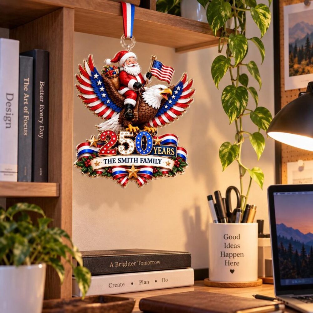 Personalized 250th America Christmas Ornament | Patriotic Family Ornament | USA Eagle Ornament