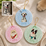 Custom Pet Photo Ornament, Personalized Watercolor Dog Cat Ornament, Pet Loss Memorial Gift, Sympathy Gift