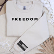 Freedom Right Sleeve Imprint Sweatshirt, American Flag, Patriotic Apparel