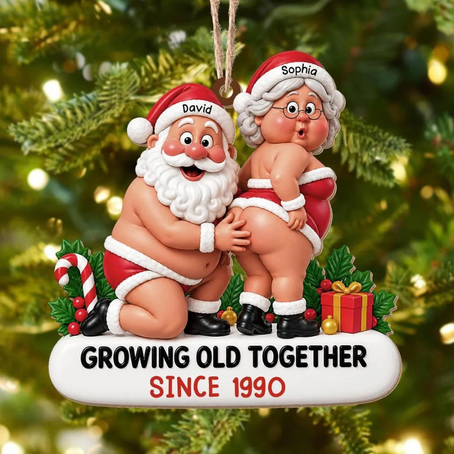 Personalized Couple Acrylic Ornament, Growing Old Together Christmas Keepsake, Anniversary Gift
