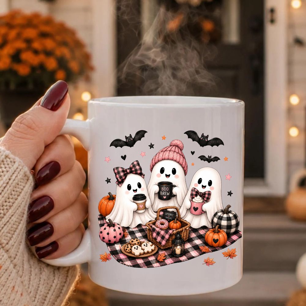 Boo Crew Party Mug, Halloween Ceramic Mug, Spooky Season Coffee Cup, Gift For Bestie
