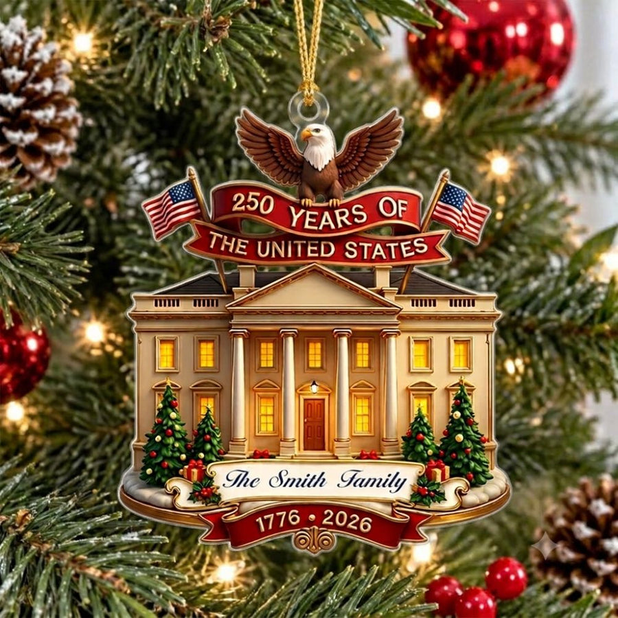 Personalized USA 250th Anniversary Acrylic Ornament, Custom Name Christmas Keepsake Gift