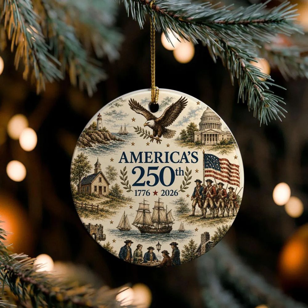 USA 250th Anniversary Ornament, 1776-2026 Patriotic Christmas Ornament, Semiquincentennial Gift