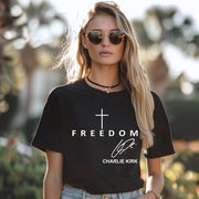 Freedom Charlie Kirk Signature T-Shirt, Charlie Kirk Memorial Shirt, Charlie Kirk Remembrance Shirt