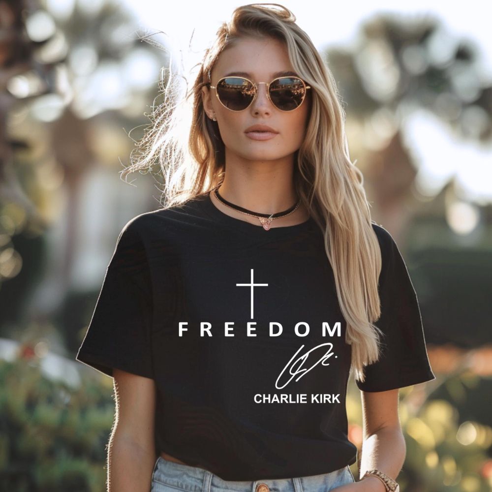 Freedom Charlie Kirk Signature T-Shirt, Charlie Kirk Memorial Shirt, Charlie Kirk Remembrance Shirt