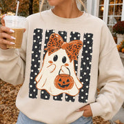 Preppy Halloween Ghost Polka Dots Shirt, Halloween Pumpkin Shirt, Cute Ghost Boo, Spooky Season