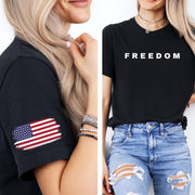 Charlie Kirk Freedom Shirt, American Flag, Charlie Kirk Memorial Right Sleeve Imprint Shirt
