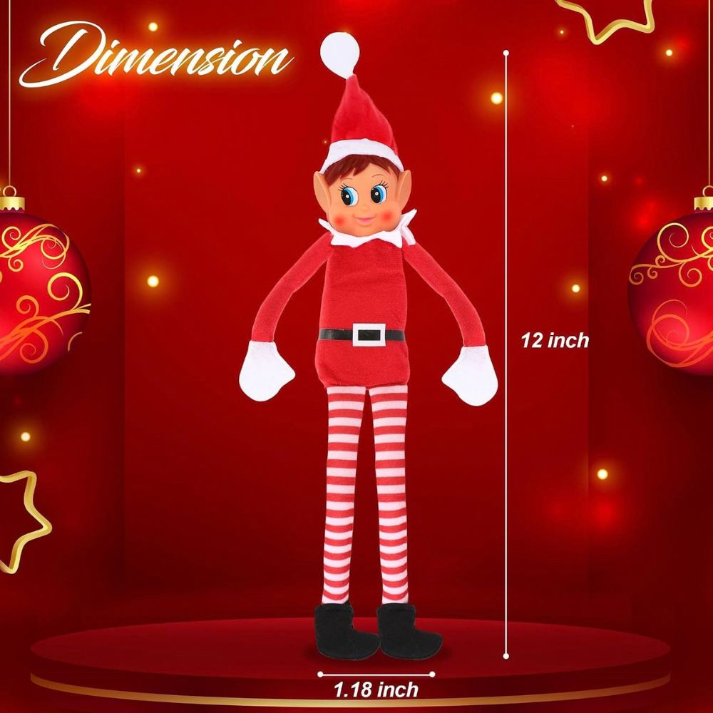 Christmas Elf Behaving Badly Plush Doll – 12-Inch Naughty Elfette Christmas Toy