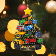 Personalized Construction Truck Ornament, Toddler Boy Christmas Keepsake, Little Boy Vehicle Decor