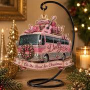 Dolly Parton Tour Bus Acrylic Ornament, Pink Guitar Cowgirl Christmas Ornament, Holiday Tree Decor Gift