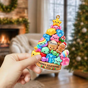 Personalized Glitter Dumpling Christmas Tree Ornament, Squishy Ornament, Custom Name Squishy Ornament