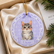 Custom Pet Photo Ornament, Personalized Watercolor Dog Cat Ornament, Pet Loss Memorial Gift, Sympathy Gift