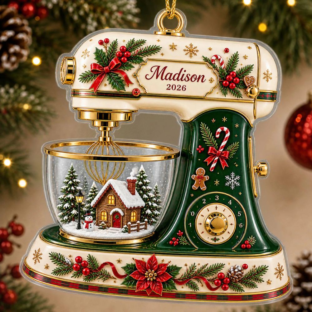 Custom Baking Mixer Christmas Ornament, Personalized Acrylic Ornament, Baking Gift For Bakers