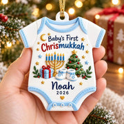 Baby’s First Chrismukkah Ornament, Personalized Acrylic Ornament, Hanukkah Baby Gift