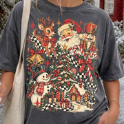 Retro Christmas, Vintage Christmas Collage, Santa Reindeer Nutcracker Snowman, Distressed Christmas