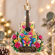 Dolly Parton Guitar Memorial Ornament, Dolly Parton Acrylic Ornament, Pink Country Music Stained Glass