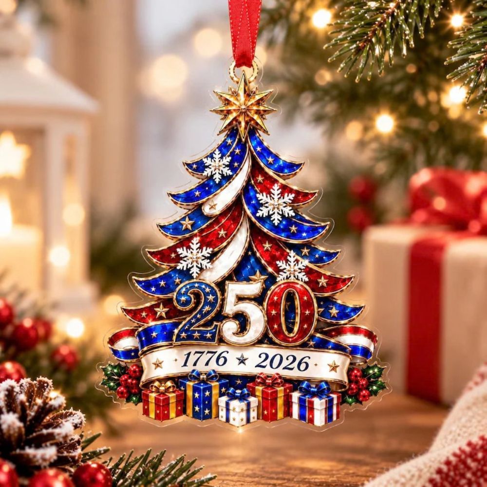 250th America Anniversary Ornament 2026, 1776-2026 Christmas Ornament, Patriotic American Gift