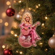 Dolly Parton Acrylic Ornament, Pink Disco Ball Country Music Ornament, Dolly Fan Christmas Gift