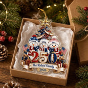 Personalized 250 Years Of Freedom Christmas Ornament, Snowman Custom Acrylic Keepsake, USA 250th Ornament
