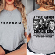 A True Patriot Charlie Kirk Front & Back Shirt, Charlie Kirk Memorial Shirt, Charlie Kirk Remembrance