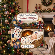 Personalized Baby's 1st Christmas 250th America Anniversary Ornament, New Baby Acrylic Ornament, Patriotic Ornament