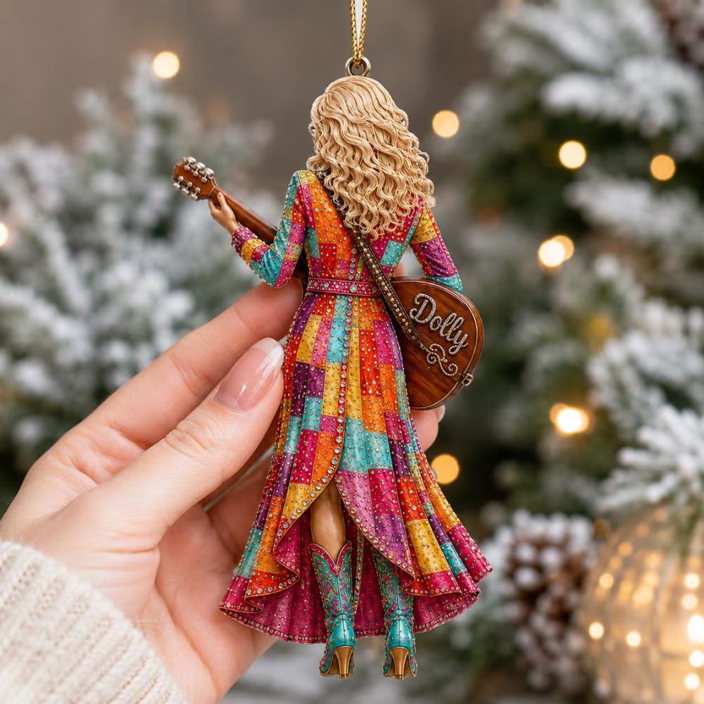 Dolly Parton Xmas Ornament, Dolly Pink Acrylic Ornament, Iconic Star Christmas Decorations