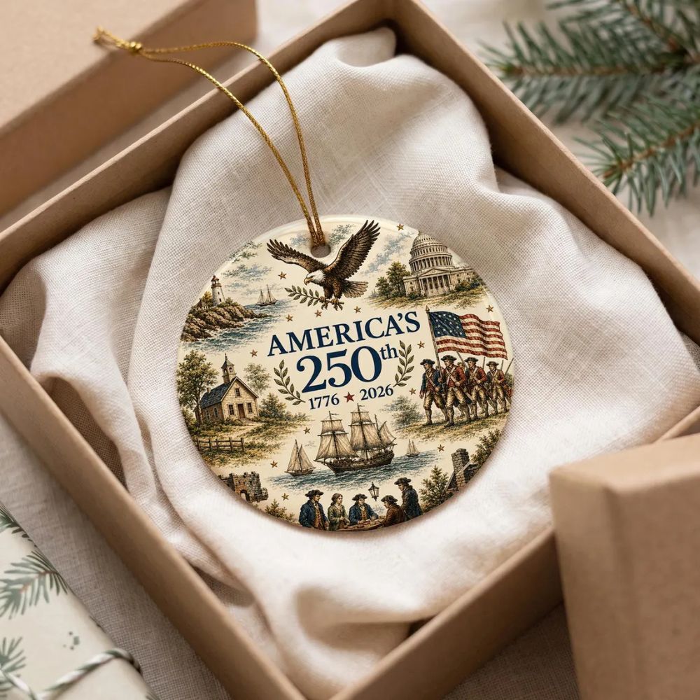 USA 250th Anniversary Ornament, 1776-2026 Patriotic Christmas Ornament, Semiquincentennial Gift