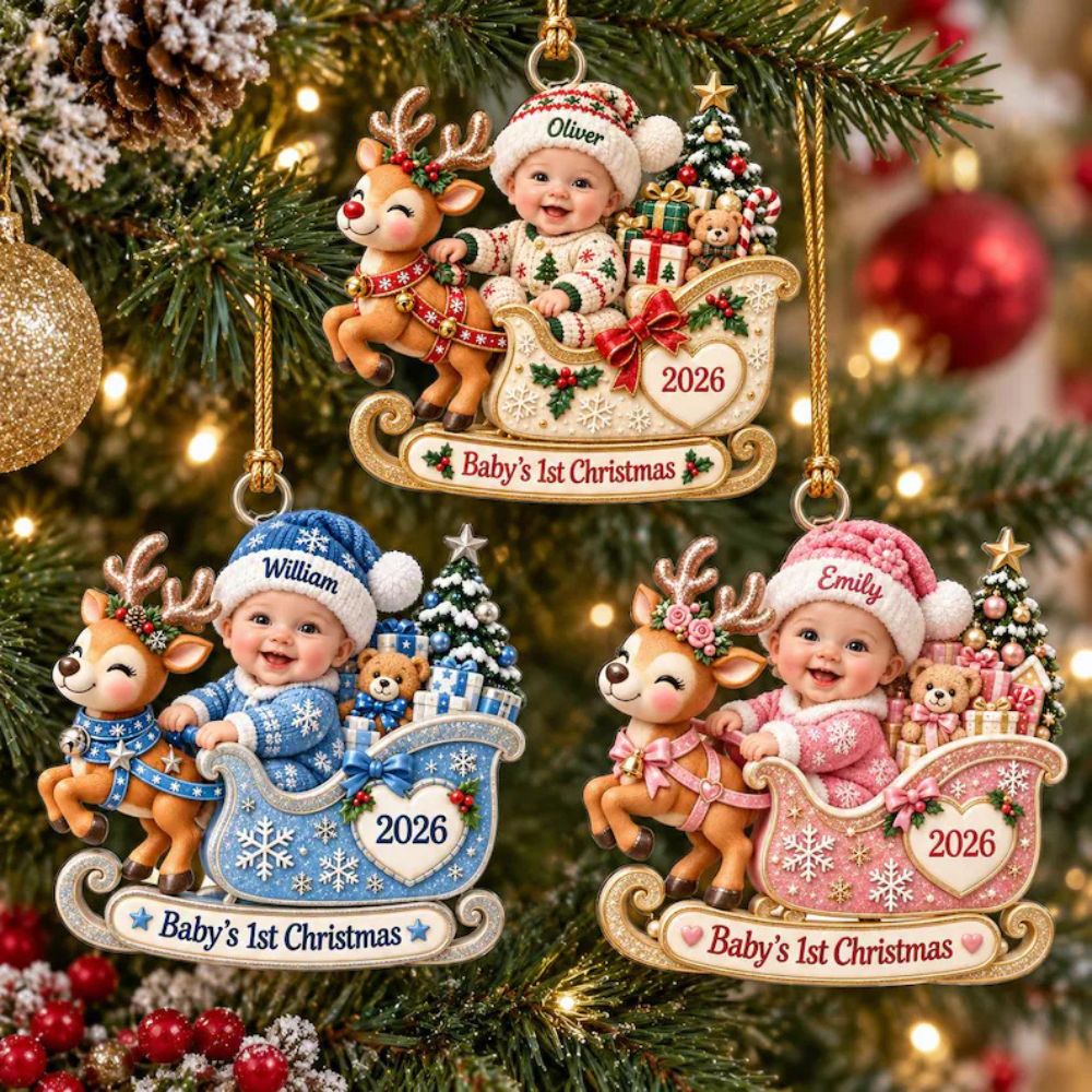 Personalized Baby’s First Christmas Ornament 2026, Custom Name Acrylic Keepsake, Newborn Baby Girl Boy Gift
