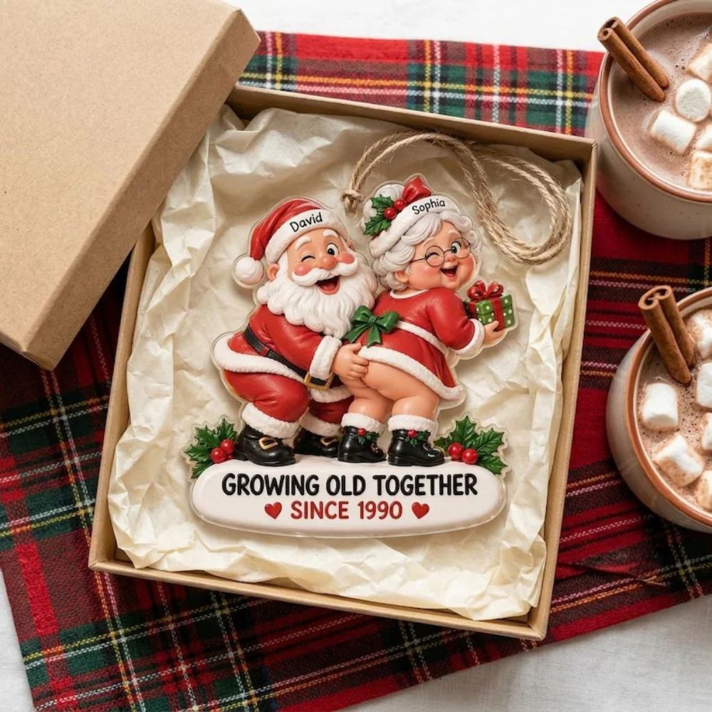 Personalized Couple Acrylic Ornament, Growing Old Together Christmas Keepsake, Anniversary Gift
