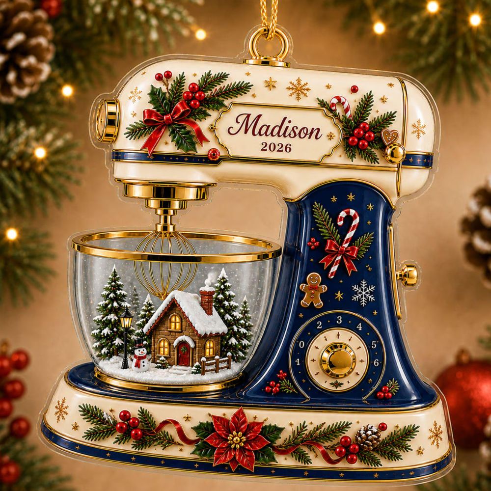 Custom Baking Mixer Christmas Ornament, Personalized Acrylic Ornament, Baking Gift For Bakers