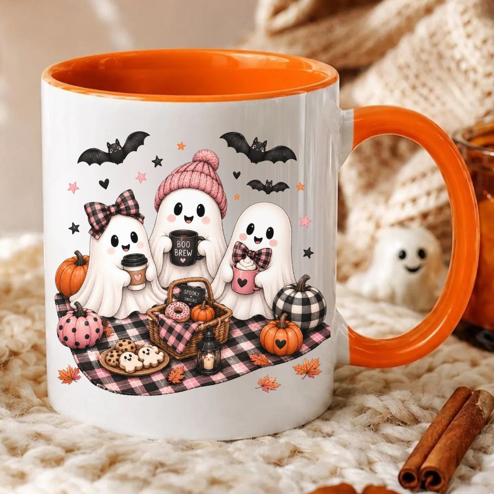 Boo Crew Party Mug, Halloween Ceramic Mug, Spooky Season Coffee Cup, Gift For Bestie