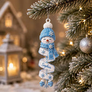 Christmas Snowman Spiral Ornament, Personalized Acrylic Ornament, Custom Name Snowman Ornament